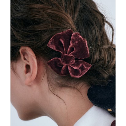 イリスフォーセブン IRIS47 double tie plump barrette HB114 （バーガンディー）