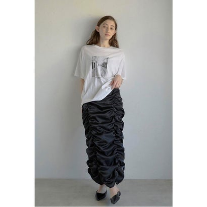 ボンジュールサガン BONJOUR SAGAN foil organza gathered nylon skirt / 箔オーガンジーギャザーナイロンスカート （BLACK）