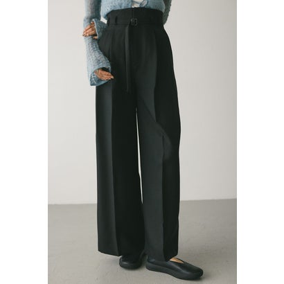 ハイウエストワイドベルトパンツ BLK