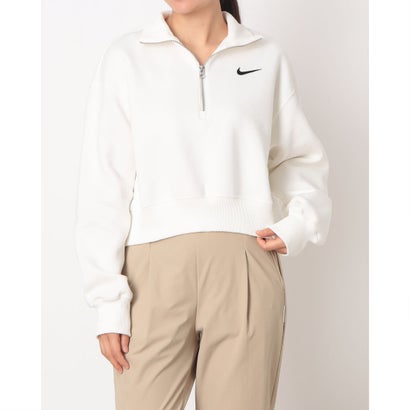 ナイキ NIKE レディース 汗水 ウィメンズ オーバーサイズド 1/2ジップ クロップ トレーナー DQ5768 （白いこと）