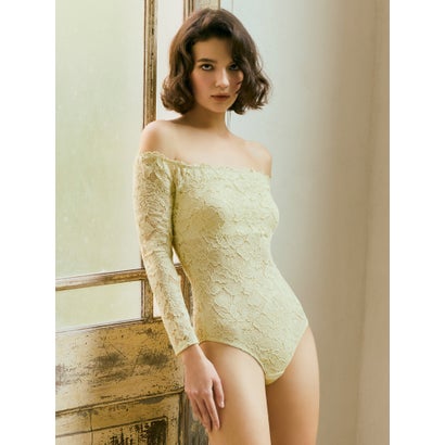アンブラ ANNEBRA Harmony in Bloom チョーカー付きオフショルレースボディスーツ/テディ【返品不可商品】 （Yellow）