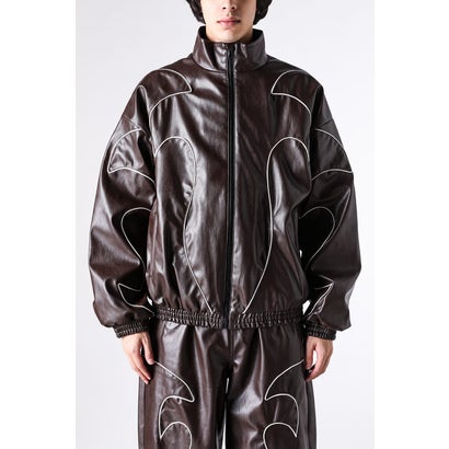 リベーレ LIBERE WESTERN FLAME LEATHER TRACK JACKET （BROWN）