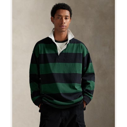 ポロ ラルフ ローレン POLO RALPH LAUREN ビッグ フィット ストライプド ジャージー ラグビー シャツ （300グリーン）