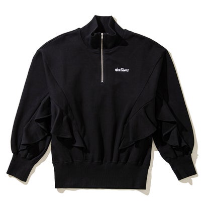 ナオキトミヅカ naokitomizuka ワイルドシングス ハーフジップ フラウンス トレーナー（WILD THINGS Half zip ruffled sweat shirt） （black）