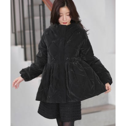 ルイルエブティック RUIRUE BOUTIQUE グロスタフタ×サーモ・アリーナ | 洗える | キルティング フーディー ショートコート ( パール / リボン ) | アウター / コート / キルティングコート (リ|LOCOMALL(ロコンド公式ストア)