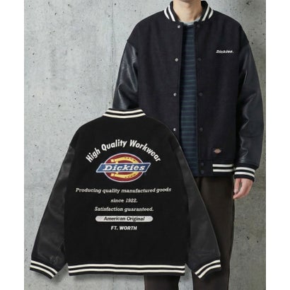 ディッキーズ Dickies ロゴ刺繍 合成皮革切替 スタジアムジャンパー （ブラック&times;袖ブラック）｜LOCOMALL（ロコンド公式ストア）