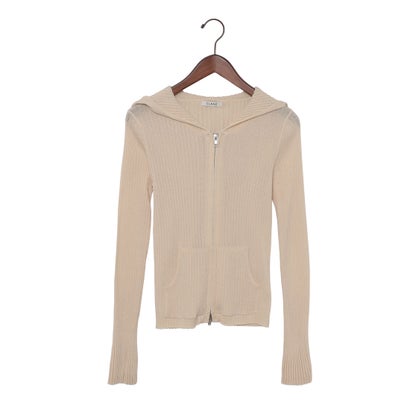 クラネ CLANE SHEER HOODED KNIT CARDIGAN （IVORY）