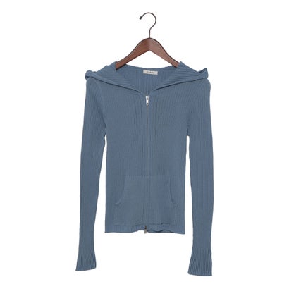 クラネ CLANE SHEER HOODED KNIT CARDIGAN （SAX）