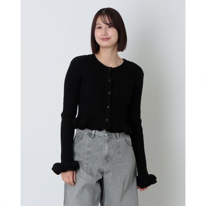 クラネ CLANE W FACE SHORT FRILLED KNIT TOPS （BLACK）