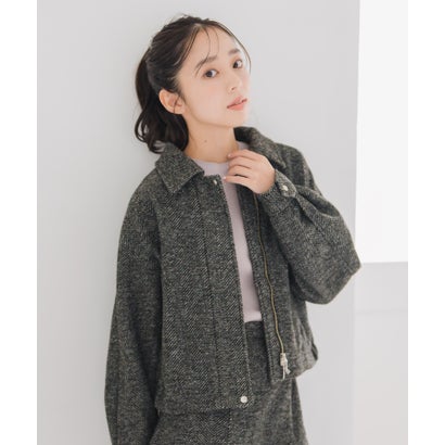ミッシュマッシュ MISCH MASCH 2025秋冬新作 ヘリンボーン柄ステンカラージャケット MM548609 （BLACK/WHITE）