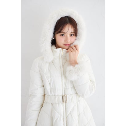 トッコクローゼット tocco closet 取り外し可能なファー＆ベルト付きフィット＆フレアキルティングコート