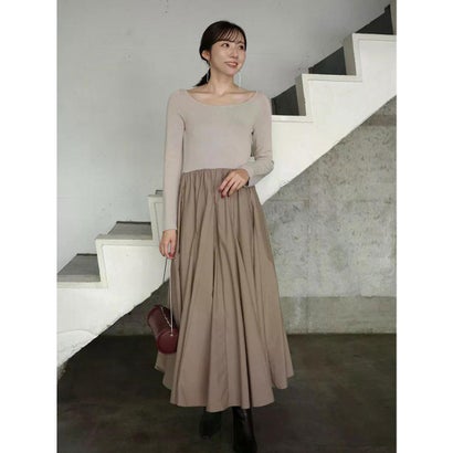 アニュアンス anuans ニットドッキングフレアワンピース （GREY BEIGE）