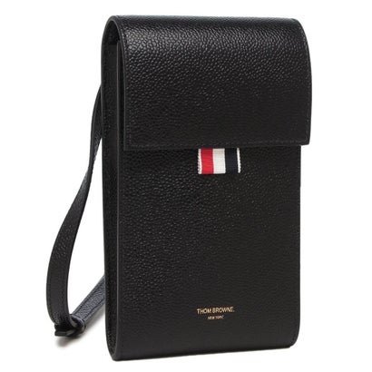 トム・ブラウン THOM BROWNE スマホケース THOM BROWNE フラップ イン ペブルグレイン ブラック メンズ CROSSBODY PHONE HOLDER MAC113A 00198 001 （BLACK）
