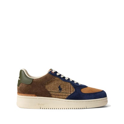 ポロ ラルフ 置き目レン POLO RALPH LAUREN マスターズ 厚地の外套 スエードクロス \u0026 ツィード スニーカー（MASTERS CRT SNEAKERS LOW TOP LACE SUEDE WOOL） （GLEN PLAID/MULTI）
