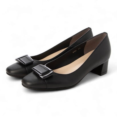 メルモ MELMO スクエアトゥバックルモチーフパンプス （ブラック）