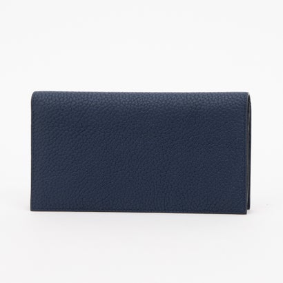 モーヴ mauve 【本革】長財布 シボ加工 スリムデザイン 大容量 上品 シンプル (ネイビー)