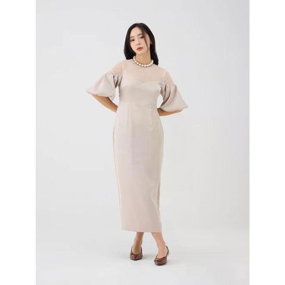 エイミーイストワール EIMY ISTOIRE バルーンスリーブチュールパネルドレス （BEIGE） ドレス-レディースファッション
