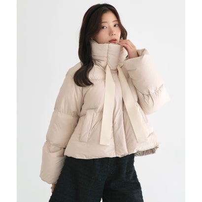 ルイルエブティック RUIRUE BOUTIQUE フレンチダウン ｜ グログランリボン フレンチダウン ショートコート ｜ アウター / ダウンコート / ショートダウン / コート （エクリュ）