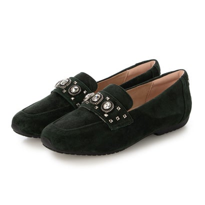 FIORINO フィオリノ PUDUA 山羊革ビジューローファー （SILK SUEDE BLACKISH GREEN）