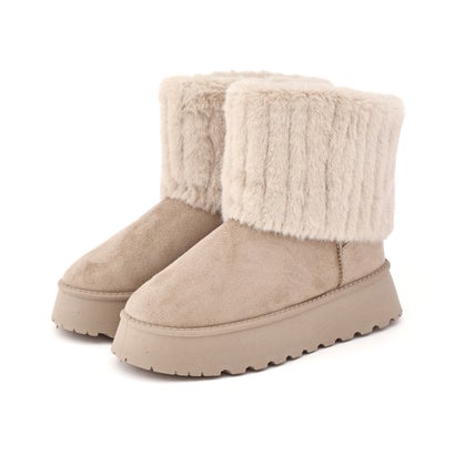 ギャラリー gallery レディース ブーツ ショート ムートンブーツ ショートブーツ 厚底 ファーカバー フェイクファー 29927 （ベージュ）画像