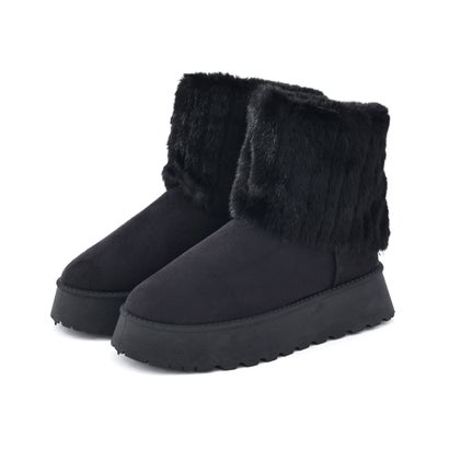 ギャラリー gallery レディース ブーツ ショート ムートンブーツ ショートブーツ 厚底 ファーカバー フェイクファー 29927 （ブラック）画像