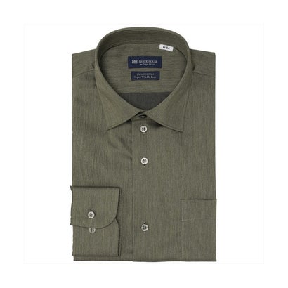 トーキョーシャツ TOKYO SHIRTS 【超形態安定】 ワイド 長袖 形態安定 綿100% ワイシャツ （カーキ）