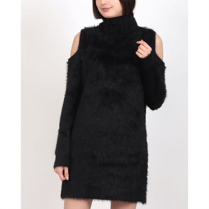ガウディ GAUDI ファリーヤーンオープンショルダーニットワンピース （BLACK）
