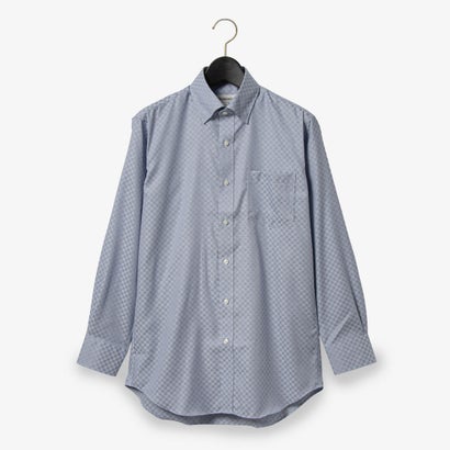 ダーバン D\u0027URBAN 【のど首捩り】ブルーミニチェックドレスシャツ(スナップダウン)(種類釣りあい) （青色）