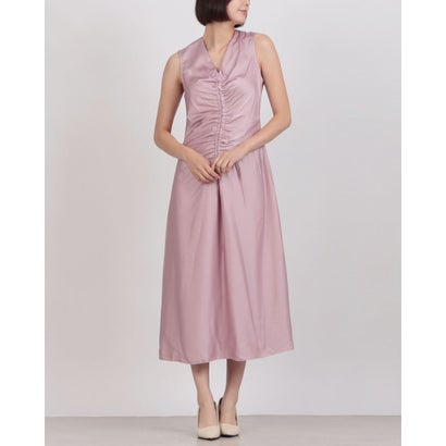 リナシメント RINASCIMENTO センターシャーリングサテンロングワンピース （Rosa Malva）