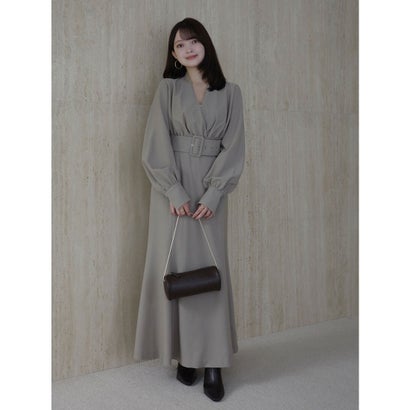 アニュアンス anuans ノーカラーナローワンピース （GREY BEIGE）