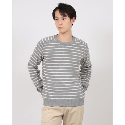 ホエーラー スポーツウェア WHALER SPORTSWEAR ニット トップス メンズ ボーダー クルーネック ブロックストライプ クルーネックニット レイヤード （グレー）