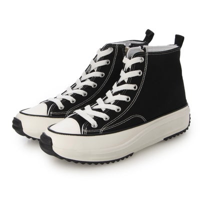 トールシューズ TALLSHOES シークレットシューズ シークレットハイカットスニーカー 8cmUP メンズ キャンバス生地 サイドジッパー付き ストリートデザイン（ブラック）