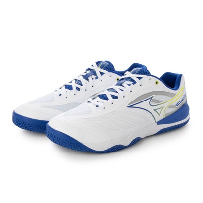 ミズノ MIZUNO 縮くれるシュロの葉8 WIDE ピンポンシューズ （白いこと×青碧×黄色）