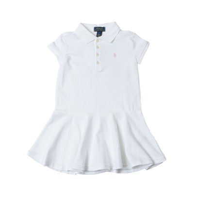ラルフローレン RALPH LAUREN ストレッチコットンメッシュポロドレス 半袖ワンピース （ホワイト）