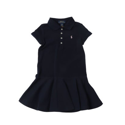 ラルフローレン RALPH LAUREN ストレッチコットンメッシュポロドレス 半袖ワンピース (リファインドネイビー)