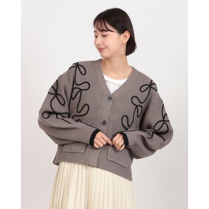 エグランティーヌ EGLANTINE コード刺繍カーディガン （ダークブラウン）