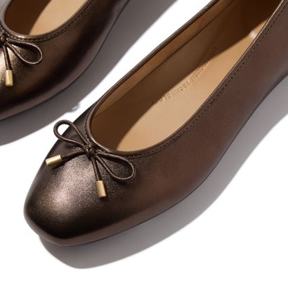 フィットフロップ fitflop DELICATO BOW SOFT METALLIC-LEATHER BALLET FLATS （Metallic Chocolate Brown）
