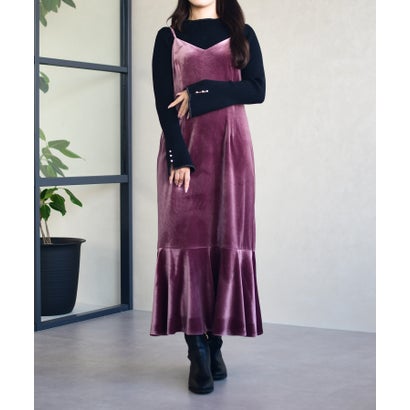 ミッシュマッシュ MISCH MASCH 2025秋冬新作 Vネックベロアキャミワンピース MM547425 （PINK）