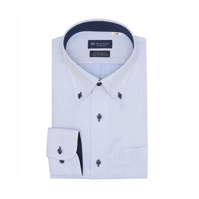 トーキョーシャツ TOKYO SHIRTS 【超形態安定】 ボタンダウン 長袖 形態安定 綿100% ワイシャツ （ブルー）