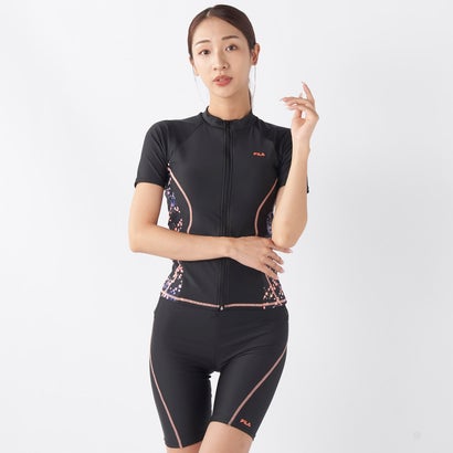 フィラ FILA グラデドット柄ZIP半袖セパレート水着【返品不可商品】 (オレンジ)