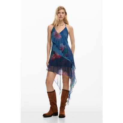 デシグアル Desigual ピクセル化されたフリルドレス （ブルー） 19,099円