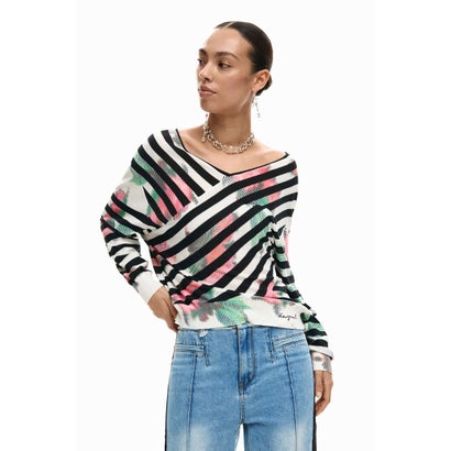 デシグアル Desigual クロスファインセーター （グレー/ブラック）