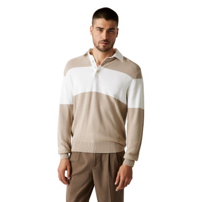 ゲス GUESS KNOX Long Sleeves Diagonal Ribs Blocking Polo Sweater （G1DR）