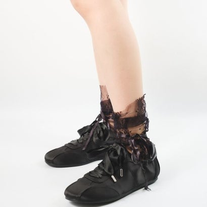 スティーブ マデン STEVE MADDEN サテンレースアップシューズ （ブラック）