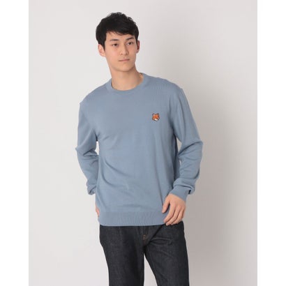 メゾンキツネ MAISON KITSUNE 稲荷上端 メリノ レギュラー 前掛け 長袖プルオーバー （黒色火薬青味）