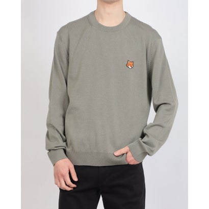 メゾンキツネ MAISON KITSUNE 稲荷上端 メリノ レギュラー 前掛け 長袖プルオーバー （ローレルグリーン）