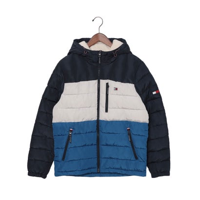 トミー ヒルフィガー TOMMY HILFIGER QUILTED POLYTWILL PUFFER JACKET WITH SHERPALINED HOODY アウター （ロイヤルブルーコンボ）