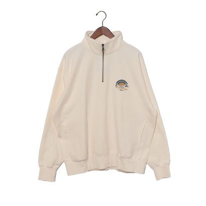 クイックしろがね色 QUIKSILVER BLOOMS HZ SWEAT ハーフジップパーカー （象牙色）