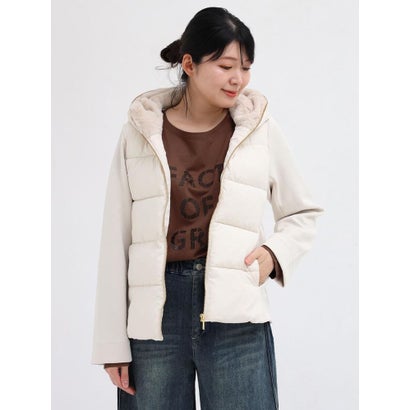 メドックオリジナルホワイト MEDOC original white フェイクファーフードショートブルゾン （ベージュ）