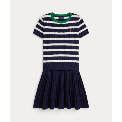 ポロ ラルフ 置き目レン POLO RALPH LAUREN (ガールズ 7才～16才)ストライプド 綿織物 プルオーバー \u0026 スコート 書き割り （410米国海軍）